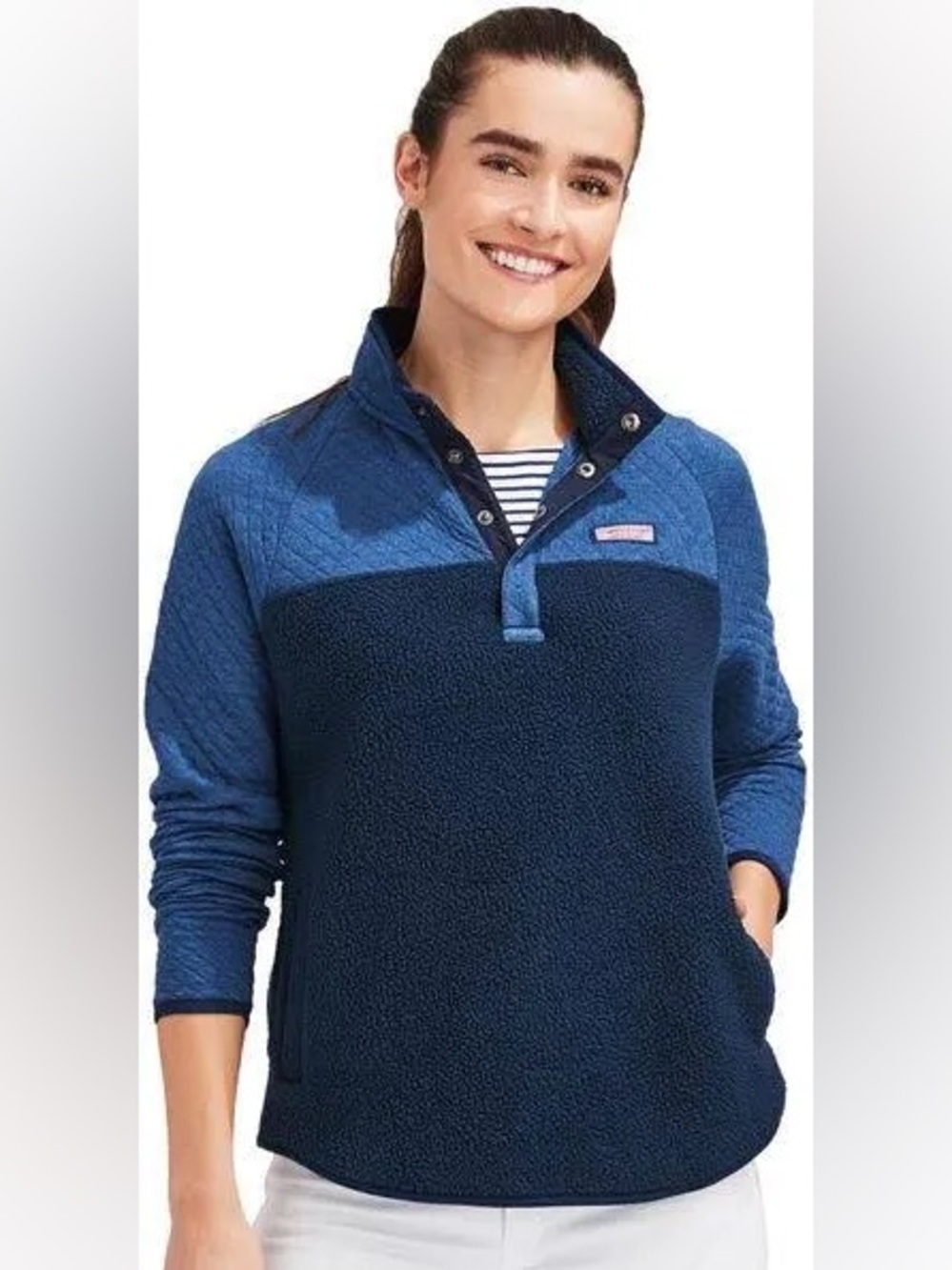 Women’s vineyard vines mixed media Sherpa shep pull shirt pullover sweater